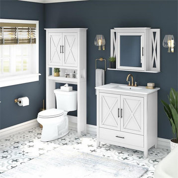 Bush Key West Engineered Wood Bathroom Vanity Set with Space Saver in White Ash
