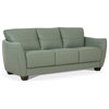3 Seater Sofa, Wooden Frame With Leather Seat & Flared Padded Arms, Watery