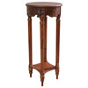 Windsor Carved Wood Round Tall Table, Walnut