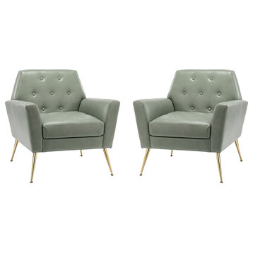 32.8" Comfy Armchair With Metal Legs Set of 2, Sage