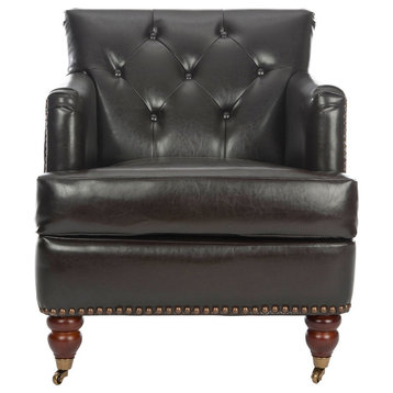 Safavieh Colin Tufted Club Chair, Brown Leather