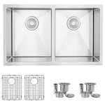 Stylish - STYLISH 30"L x 18"W Stainless Steel Double Basin Dual Mount Kitchen Sink - S-304TG Double Bowl Stainless Steel Kitchen Sink