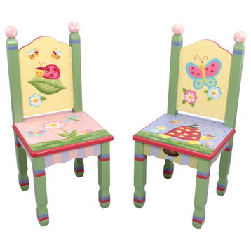Magic Garden Kids Wooden 2 Chairs Set Stool