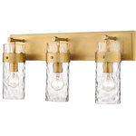 Z-Lite - Fontaine 3 Light Vanity, Rubbed Brass - Equal parts stylish and functional, this three-light vanity fixture is alluring. The cylindrical glass shade is accented with a ripple texture in a romantic design. Steel construction in a polished nickel finish allows it to pair with many types of decor ranging from farmhouse to modern.