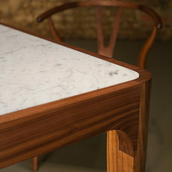 Jack Trench Bespoke Furniture - Solid Walnut & Carrara Marble Dining Table - Dining Tables