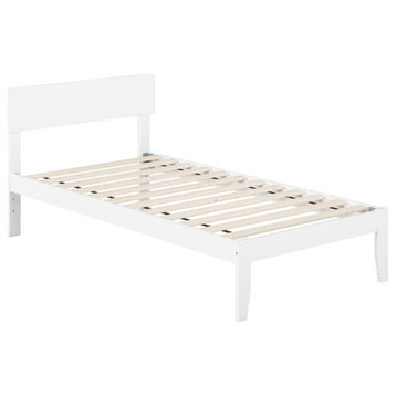 Pemberly Row Modern Solid Wood Twin Size Platform Bed in White
