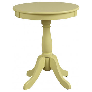 HomeRoots Light Yellow Solid Wooden Pedestal Side Table