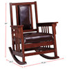 Leather Upholstered Rocking Chair, Tobacco and Dark Brown