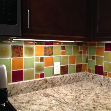 Celery, Squash, Cranberry Recycled Glass Tile Backsplash