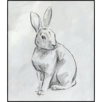 36x42 Rabbit in Grey, Framed Artwork, Black