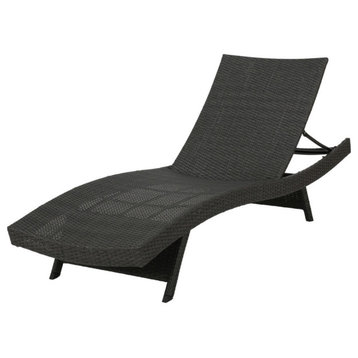 GDF Studio Olivia Outdoor Gray Wicker Chaise Lounge Chair