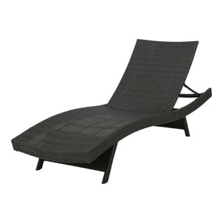 Eliana outdoor brown wicker chaise lounge deals