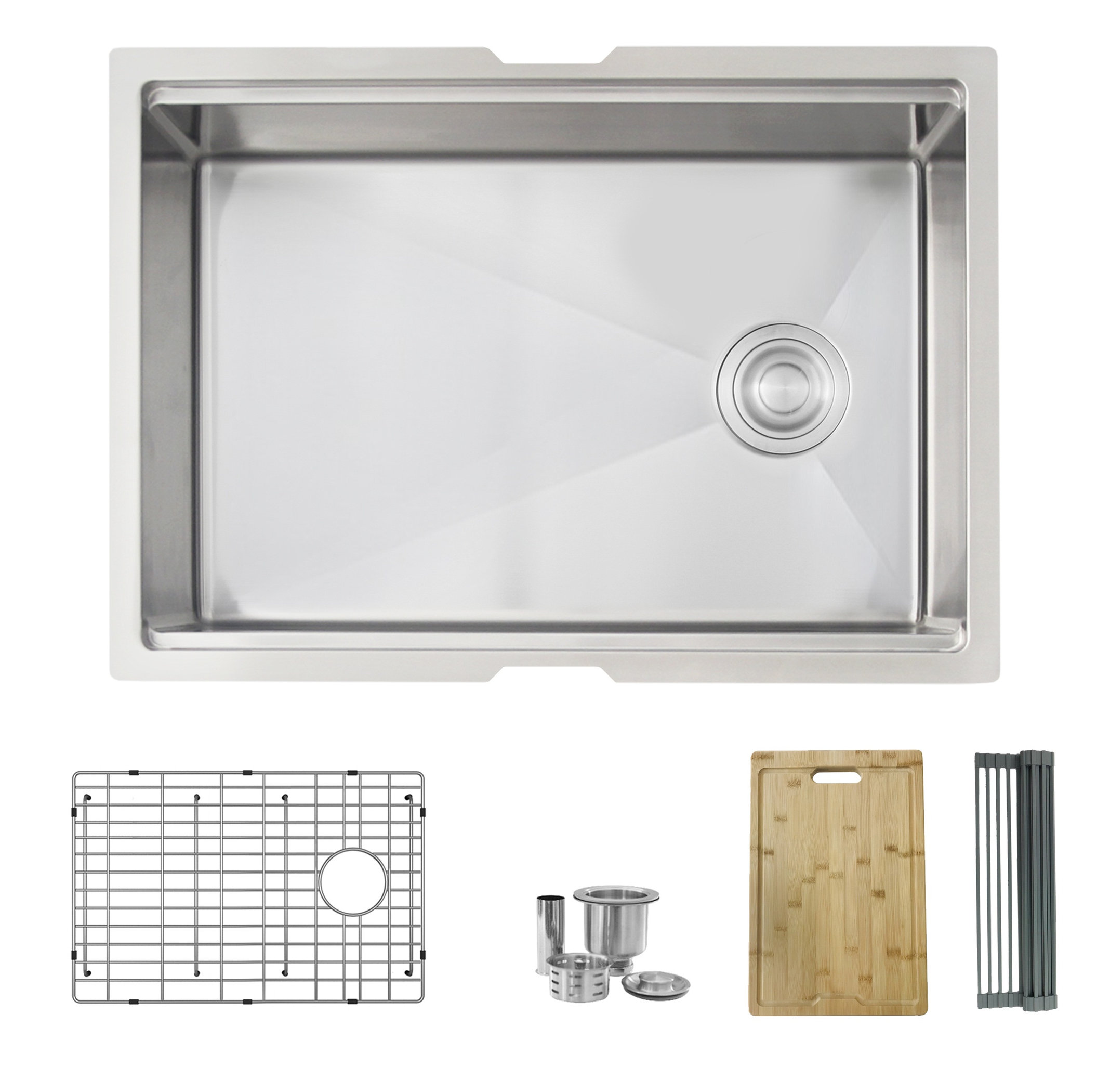 STYLISH 27'' Workstation Single Bowl Undermount 16G Stainless Steel Kitchen Sink