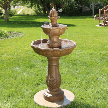 Sunnydaze Outdoor Garden Blooming Flower Water Fountain, 2-Tier, 38"