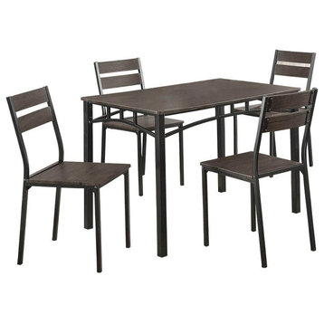 5-Piece Dining Table Set, Antique Brown and Black