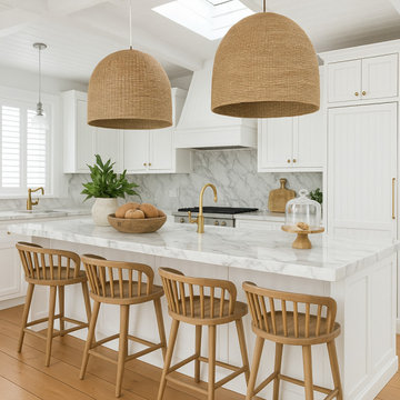 Coastal-Inspired Kitchen with Rattan Details