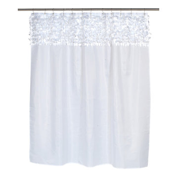 "Jasmine" Fabric Shower Curtain in White