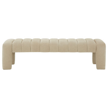 Couture Bellisima Channel Tufted Bench, Tan