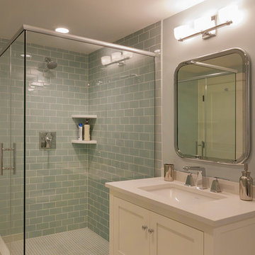 Lower floor bathroom in a seaside vacation home, Ipswich, MA