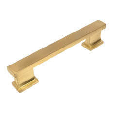 Brushed Brass 4" hole center Cabinet Pull - Solid Metal Handle - by Cosmas