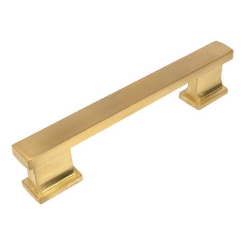 Brushed Brass 4" hole center Cabinet Pull - Solid Metal Handle - by Cosmas