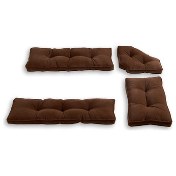 4 Pieces Outdoor Cushion, Plush Design With Nylon Microfiber Cover, Chocolate