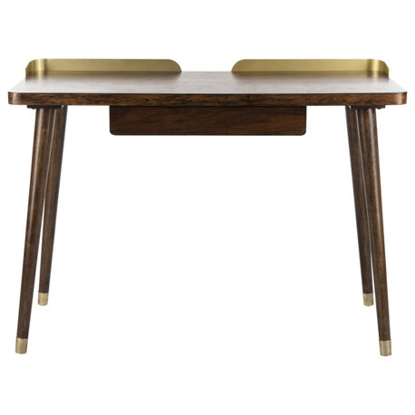 Safavieh Parker Drawer Desk, Walnut, Gold