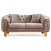 Vanessa Tufted Upholstery Loveseat finished with Velvet Fabric in Cappuccino