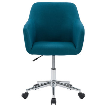 CorLiving Marlowe Upholstered Chrome Base Task Chair, Dark Blue