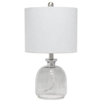 Lalia Home Glass Hammered Jar Table Lamp in Smokey Gray with Gray Shade