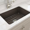 Sotto Undermount Kitchen Sink With Grid and Strainer, Matte Brown, 27"