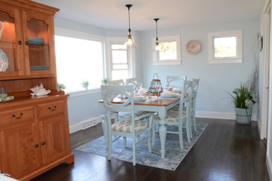 Mid-sized beach style dark wood floor and brown floor kitchen/dining room combo photo in Boston