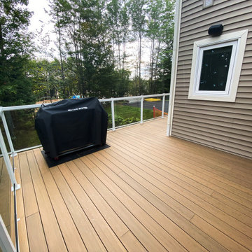 Cozy Sunroom Decor + Composite Deck + Glass Railings + Decor | Nova Scotia
