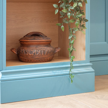 Shaker Style Kitchen with Turquoise Blue Island