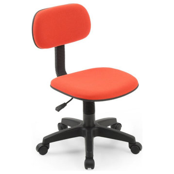 Hodedah Kids Armless, Adjustable, Swiveling Desk Chair, Red