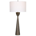 Uttermost - Waller Table Lamp - Handcrafted from cast aluminum, this table lamp showcases an old iron look with noticeable indentations and sanding marks, accented with brushed nickel plated details.