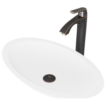 VIGO Wisteria Matte Stone Vessel Bathroom Sink With Linus Vessel Faucet
