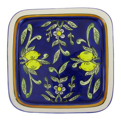 Le Souk Ceramique - Square Stoneware Platter Citronique Design - Serving And Salad Bowls