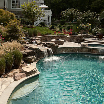 Custom Pool with Water Feature & Spa