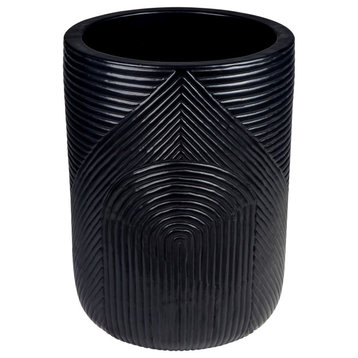 Serenity Textured Planter Set (1 Large and 1 Small) - Black Outdoor Accessories
