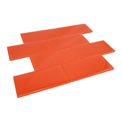 Orange Glossy Subway Glass Mosaic Tiles - Home Accessories & Decor