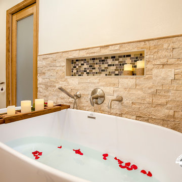 Natural Stone Transitional Luxury  Master Bathroom