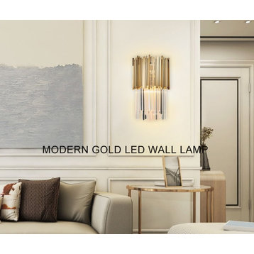 Roquestéron-Grasse | Modern Posh Gold/Silver LED Wall Sconce, Gold, W9.8*h18.1''