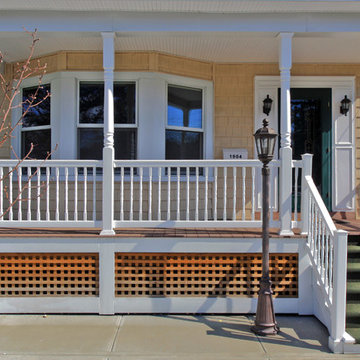 Porch remodel, trex, vinyl rails and posts, new door