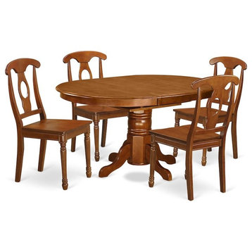 5-Piece Dining Room Set-Table With Leaf And 4 Dining Chairs