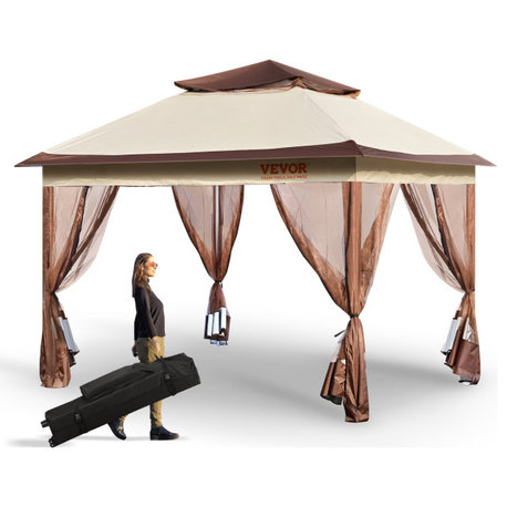 VEVOR Patio Gazebo Pop-up Gazebo Tent 11x11' for 8-10 Person With Mesh Netting