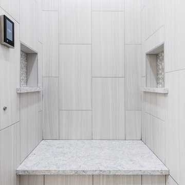 Cambria Quartz Shower Bench and Kohler DTV+ Digital Interface.