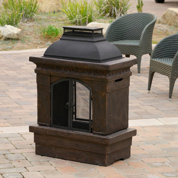 Contemporary Outdoor Patio Ft. Outdoor Chiminea Fireplace