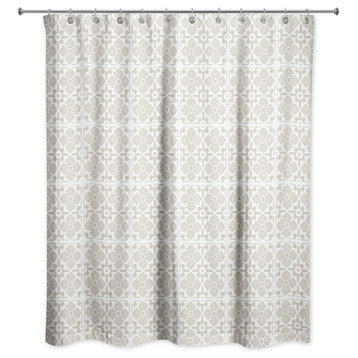 Beige Tile Pattern 71x74 Shower Curtain