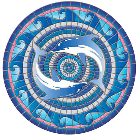 Drop-In Dolphins Vinyl Swimming Pool Mat, 59" X 59"